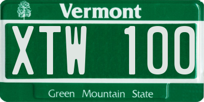 VT license plate XTW100