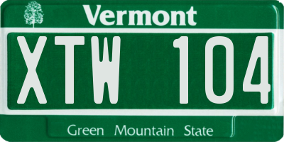 VT license plate XTW104