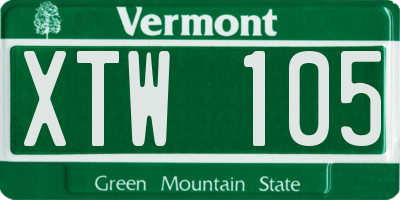 VT license plate XTW105
