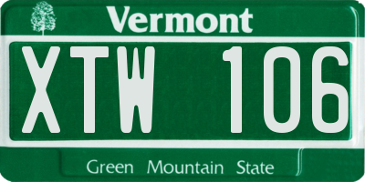 VT license plate XTW106