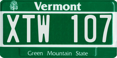 VT license plate XTW107