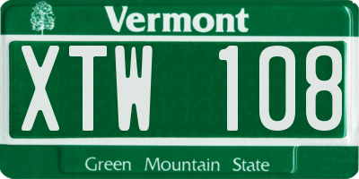 VT license plate XTW108