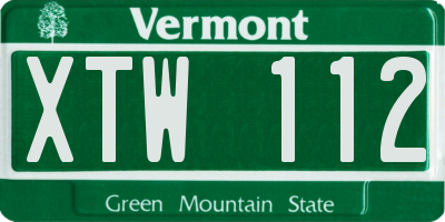 VT license plate XTW112