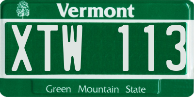 VT license plate XTW113