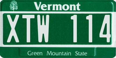 VT license plate XTW114