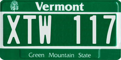 VT license plate XTW117