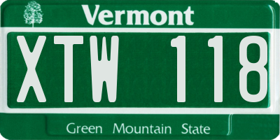 VT license plate XTW118