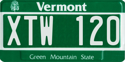 VT license plate XTW120