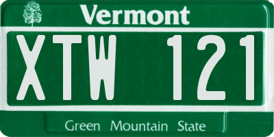 VT license plate XTW121