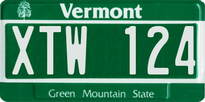 VT license plate XTW124