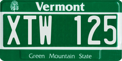 VT license plate XTW125