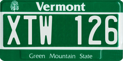 VT license plate XTW126