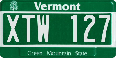 VT license plate XTW127