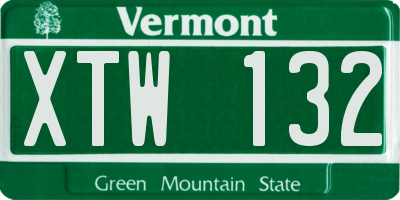 VT license plate XTW132