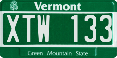 VT license plate XTW133
