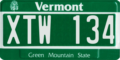 VT license plate XTW134