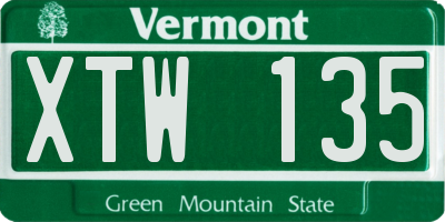 VT license plate XTW135