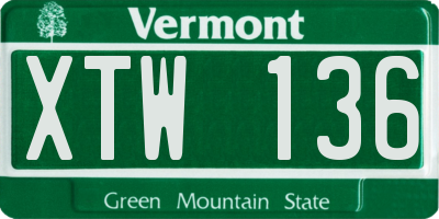 VT license plate XTW136