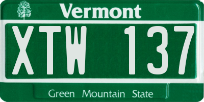 VT license plate XTW137