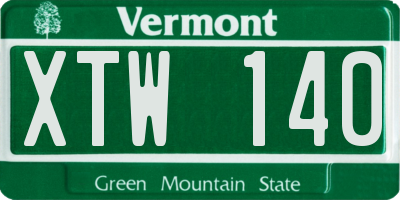 VT license plate XTW140