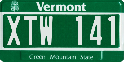 VT license plate XTW141