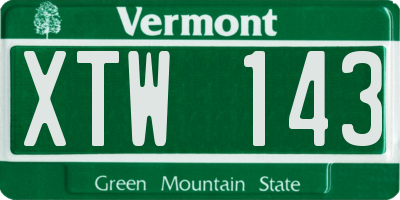 VT license plate XTW143