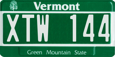 VT license plate XTW144