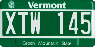 VT license plate XTW145
