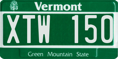 VT license plate XTW150