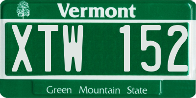 VT license plate XTW152