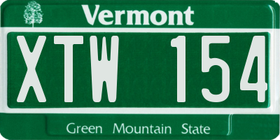 VT license plate XTW154