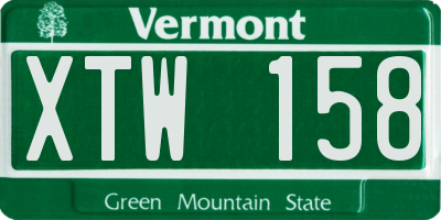 VT license plate XTW158