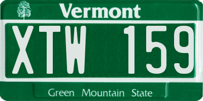 VT license plate XTW159