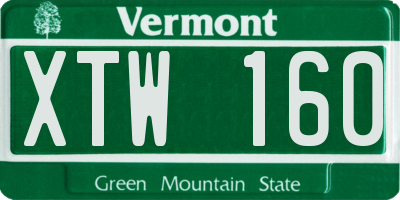 VT license plate XTW160