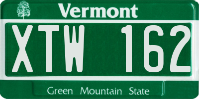VT license plate XTW162