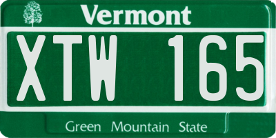 VT license plate XTW165