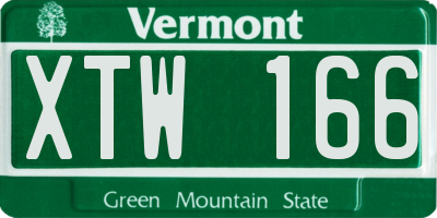 VT license plate XTW166