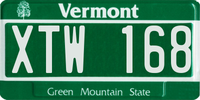 VT license plate XTW168