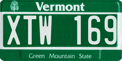 VT license plate XTW169