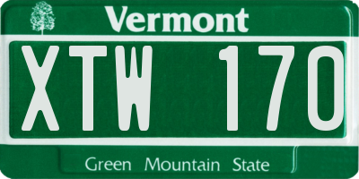 VT license plate XTW170