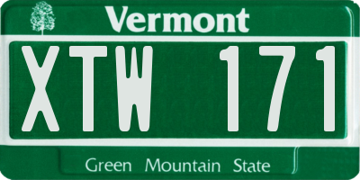 VT license plate XTW171