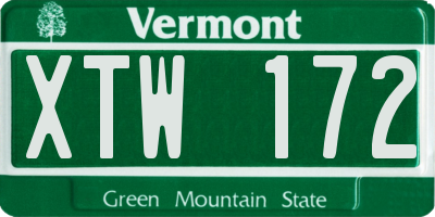 VT license plate XTW172