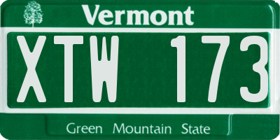 VT license plate XTW173