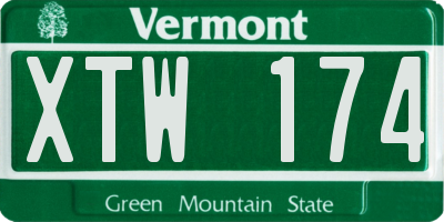 VT license plate XTW174