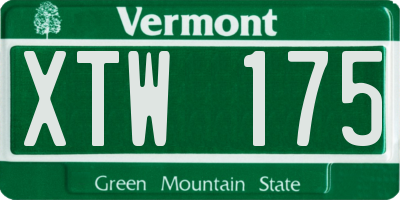 VT license plate XTW175