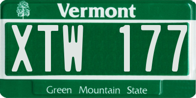 VT license plate XTW177