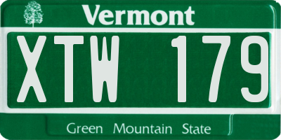 VT license plate XTW179