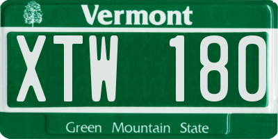 VT license plate XTW180