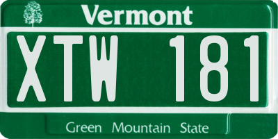 VT license plate XTW181