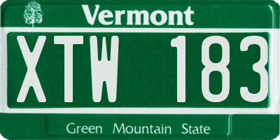 VT license plate XTW183